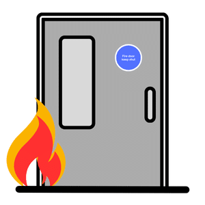 Screenshot of Fire Door Awareness  mock test with multiple-choice health and safety questions