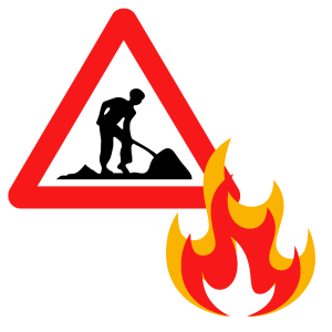 Screenshot of construction fire safety mock test with multiple-choice health and safety questions