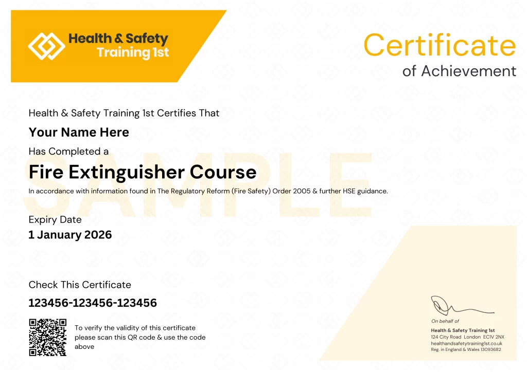 Sample fire door inspection certificate
