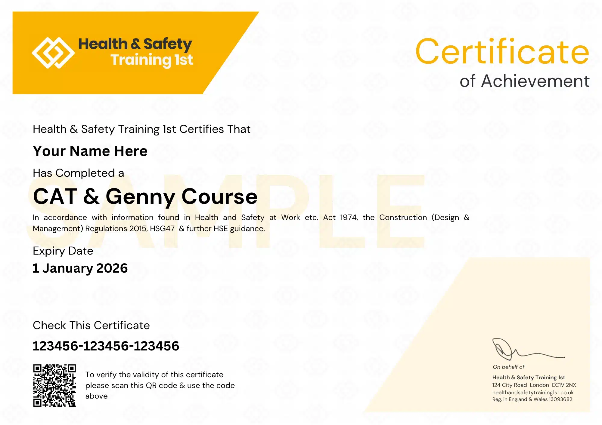 Sample fire door inspection certificate