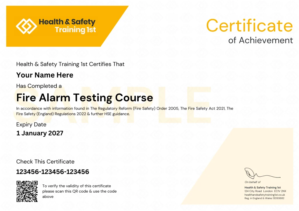 Sample Emergency Lighting Certificate