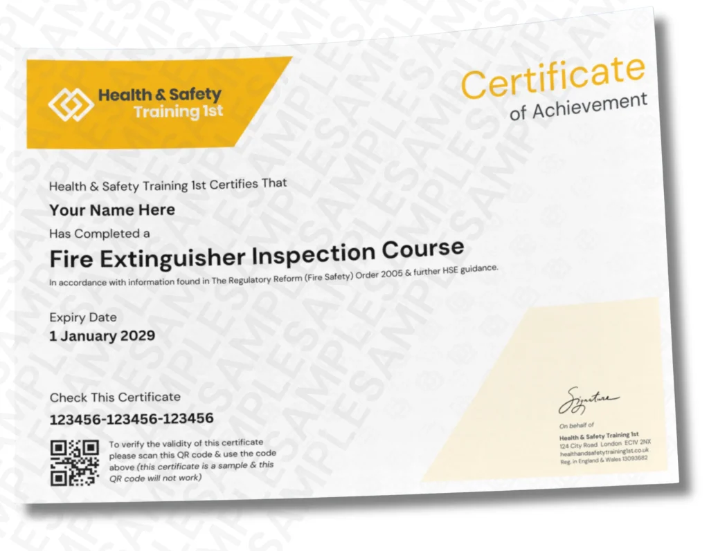 Sample fire door inspection certificate