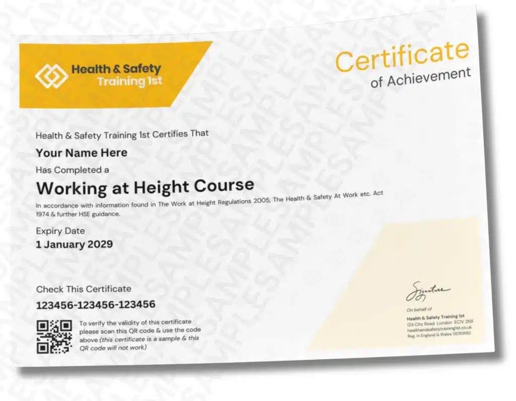 Working At Height Certificate