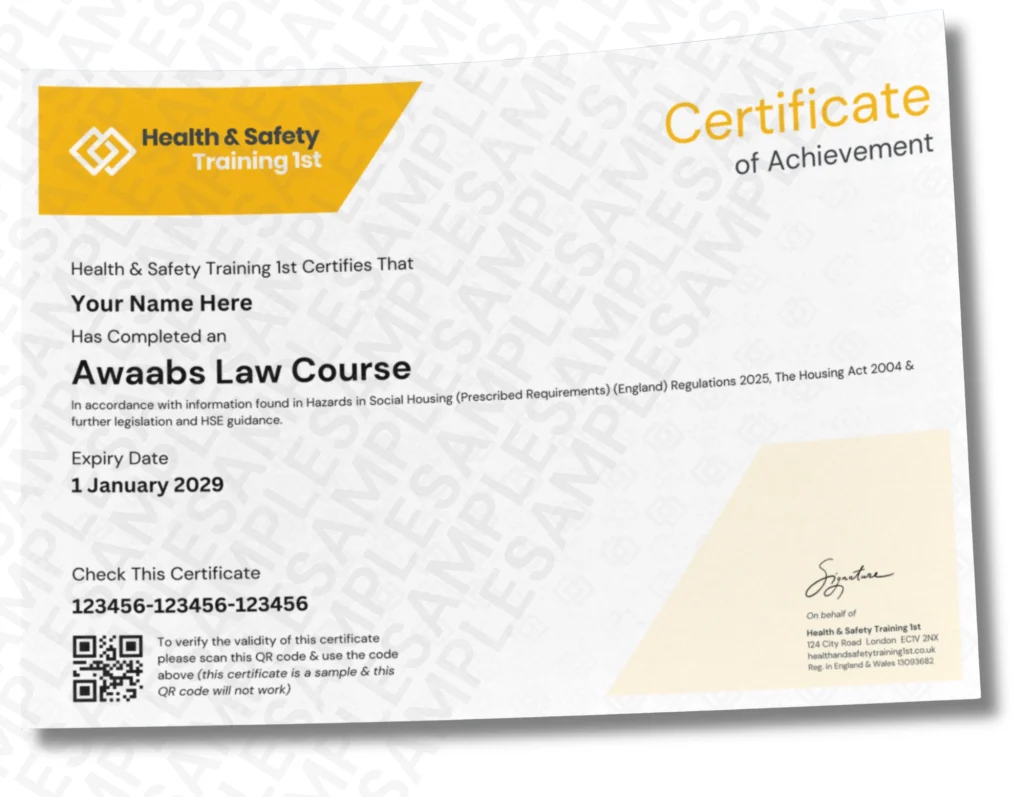 Sample Awaab's Law Certificate
