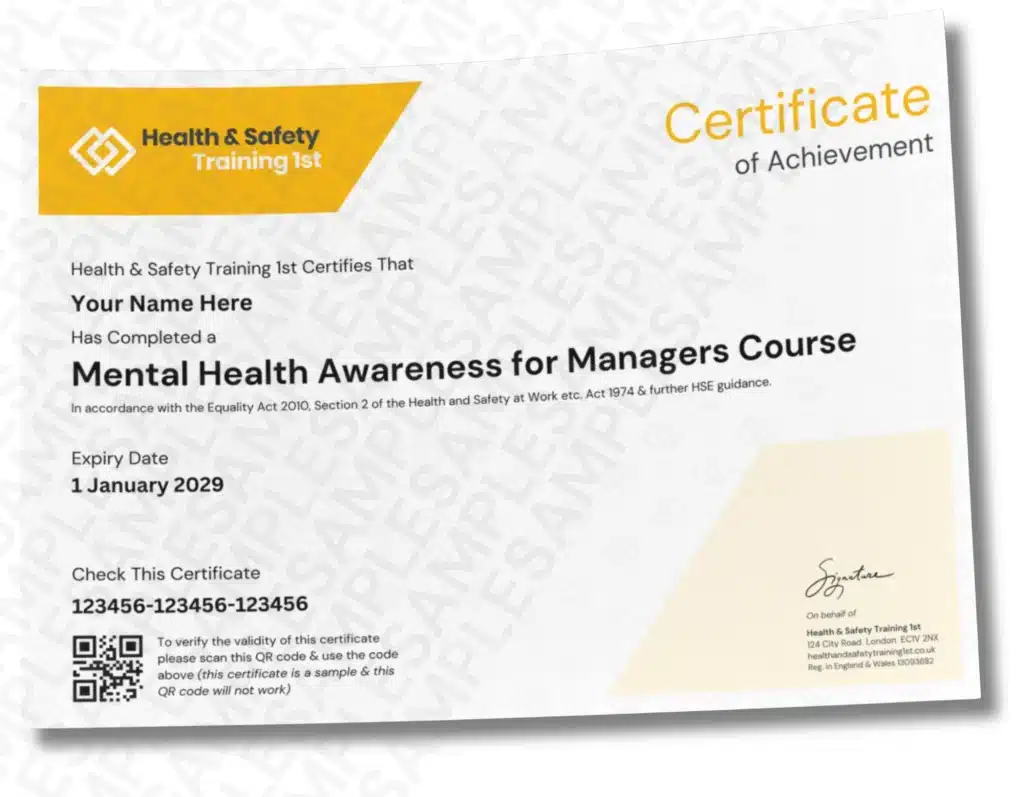 2026 Training 1st Certificates for mental health awareness 