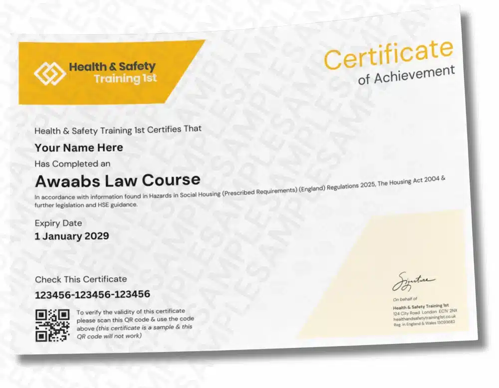 Sample Awaab's Law Certificate